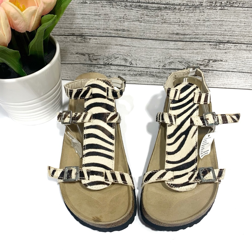 Betula by Birkenstock NWT zebra fur ankle sandals size 42 EU or 11-11.5 US
